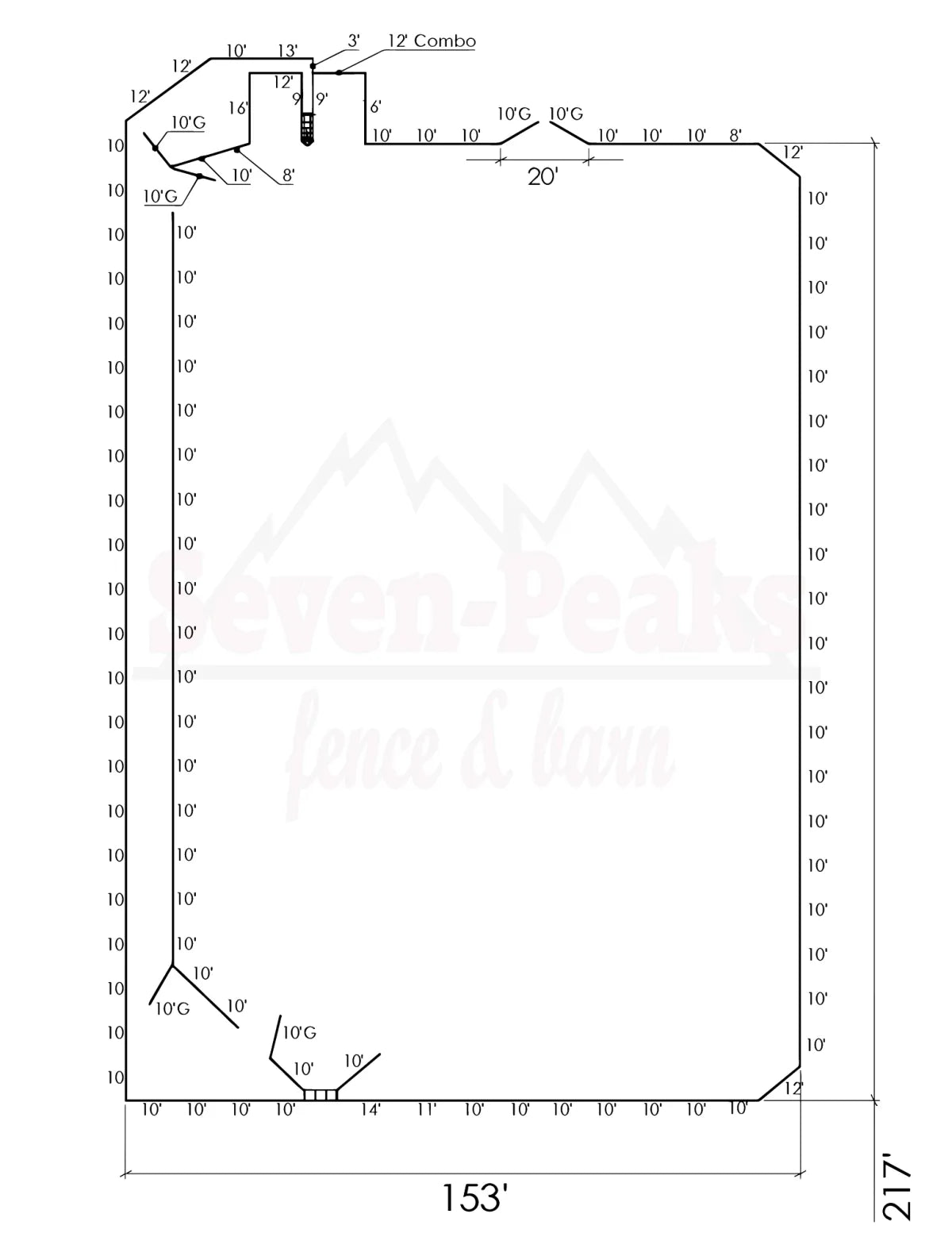 fence diagram layout with measurements