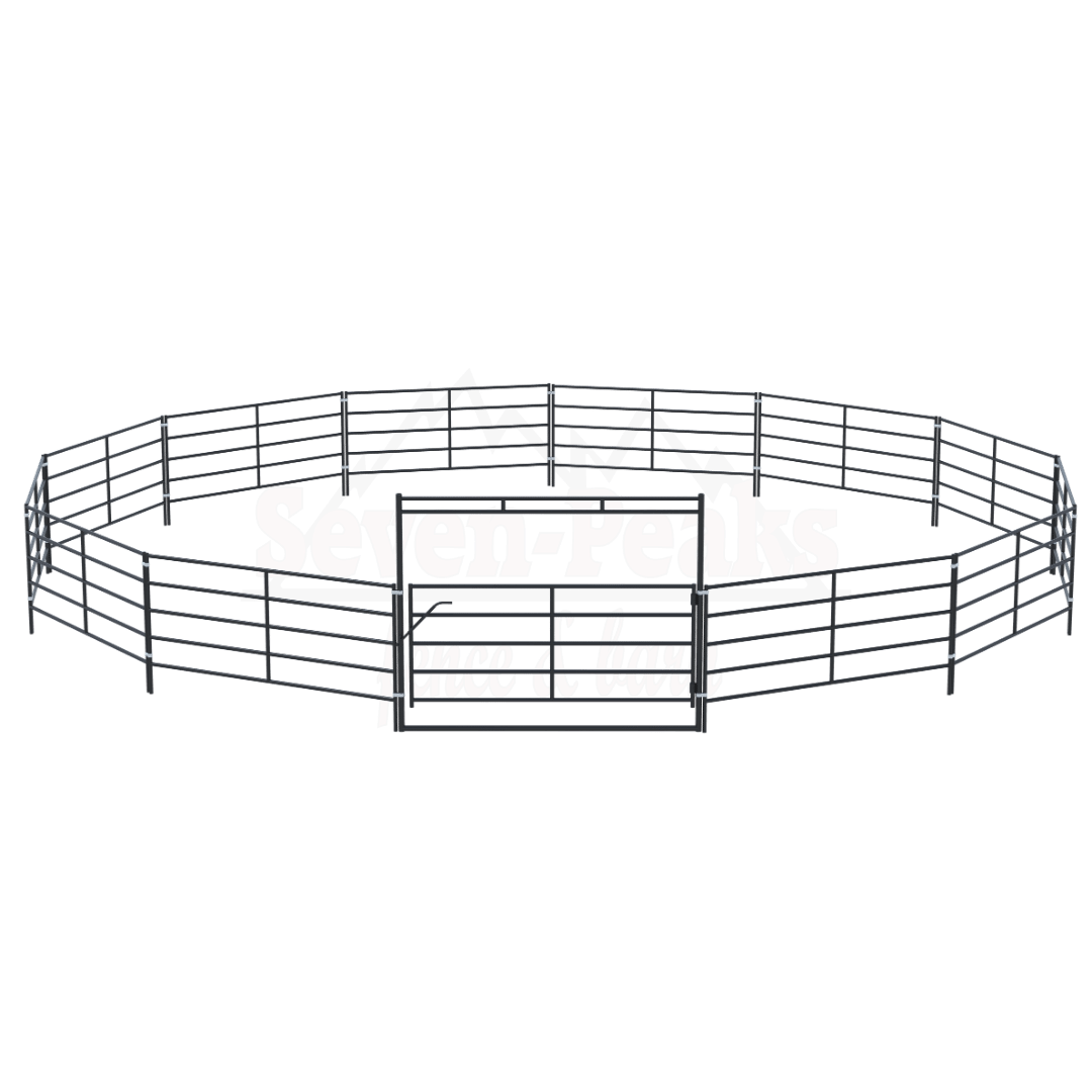 "seven-peaks fence and barn logo metal corral"