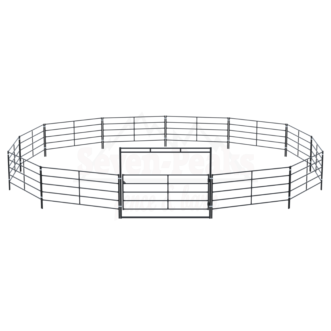 "Seven Peaks fence and barn round pen logo"