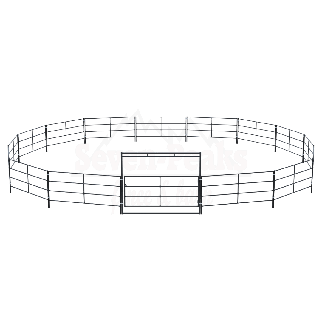 Seven Peaks fence logo with metal enclosure.