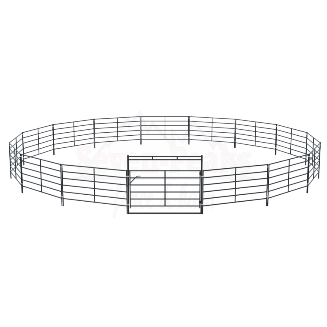 "seven peaks fence barn logo with round pen"