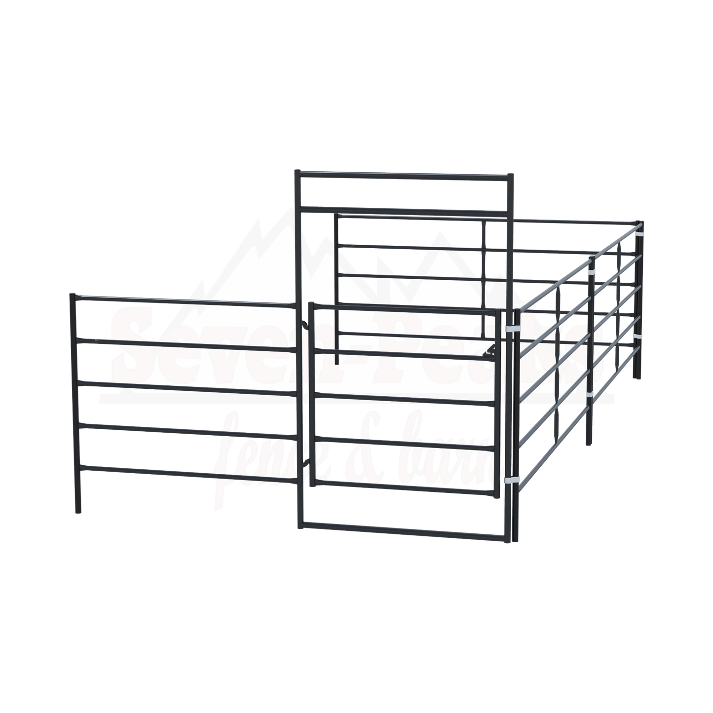 Seven Peaks fence and barn metal panels logo.
