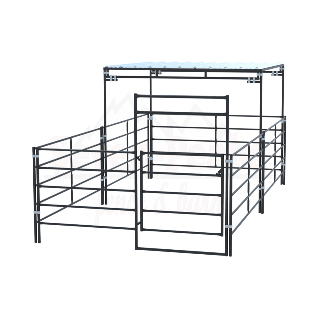 metal horse corral seven peaks fence and barn logo