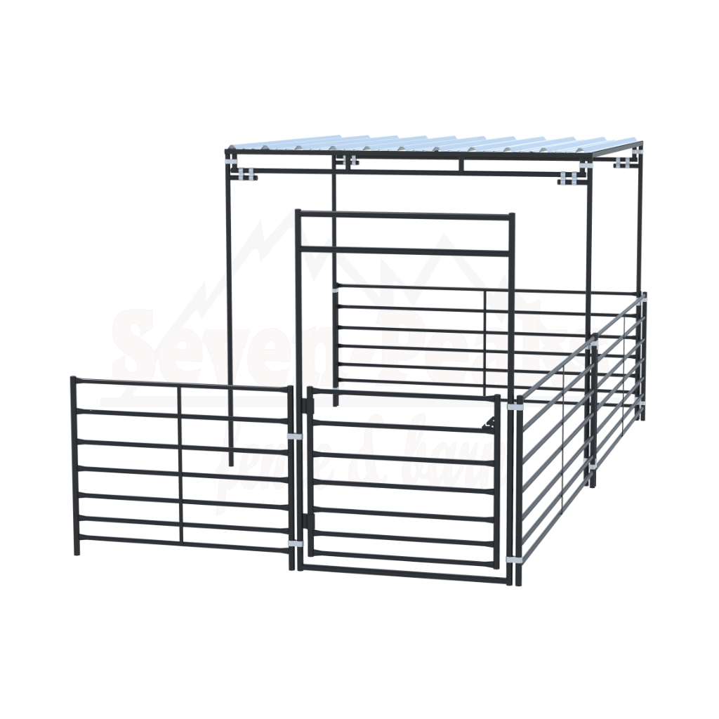 metal livestock pen with shelter