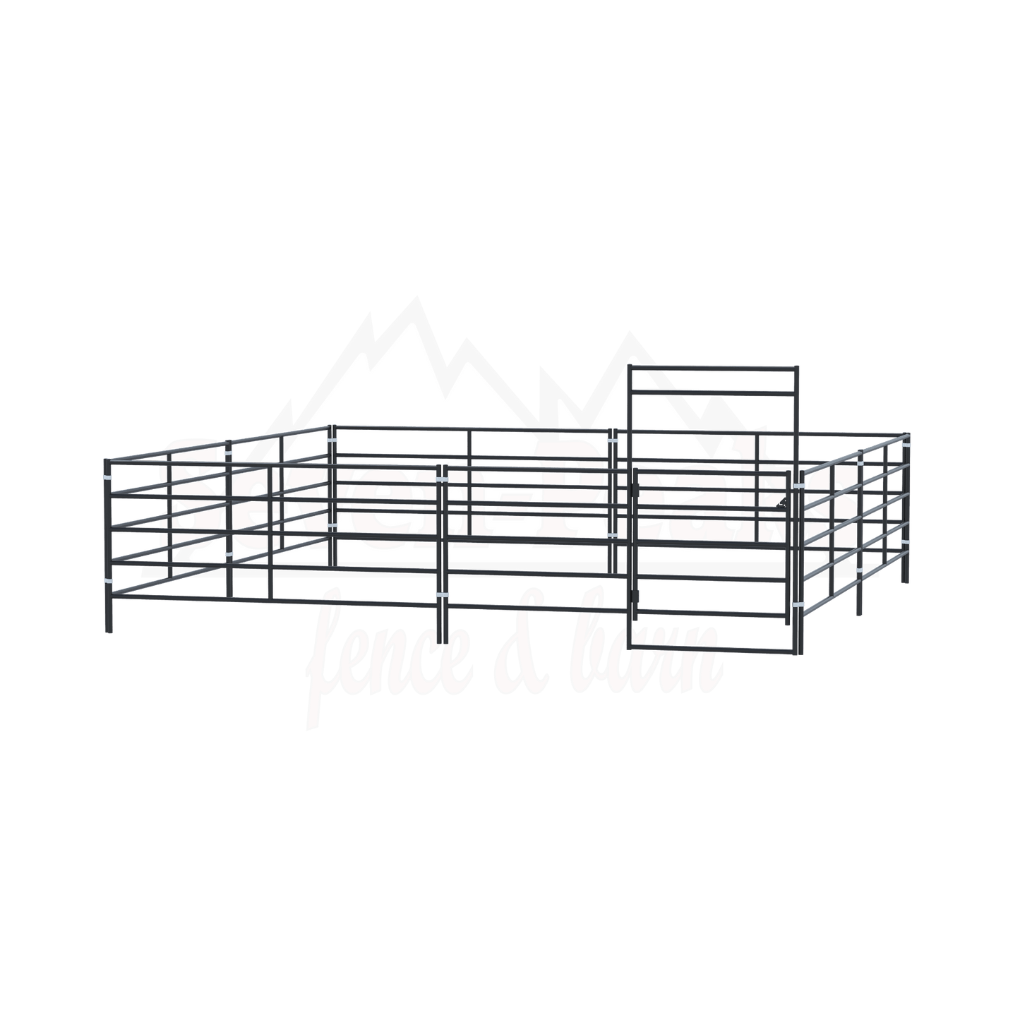 "seven peaks fence barn logo with metal fencing"