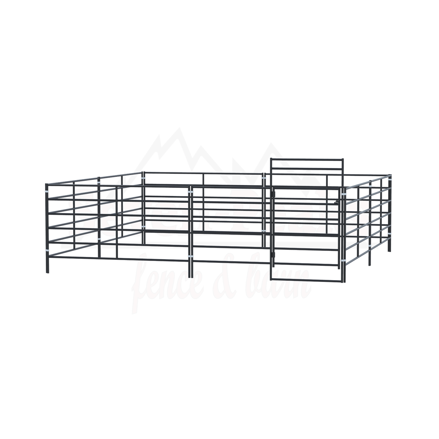 "seven peaks fence and barn logo with metal fencing"