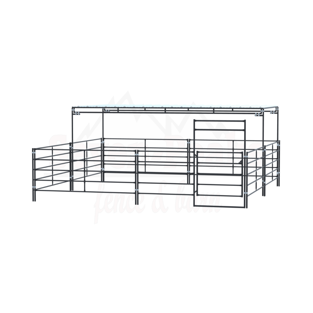Seven Peaks fence and barn logo with fencing structure