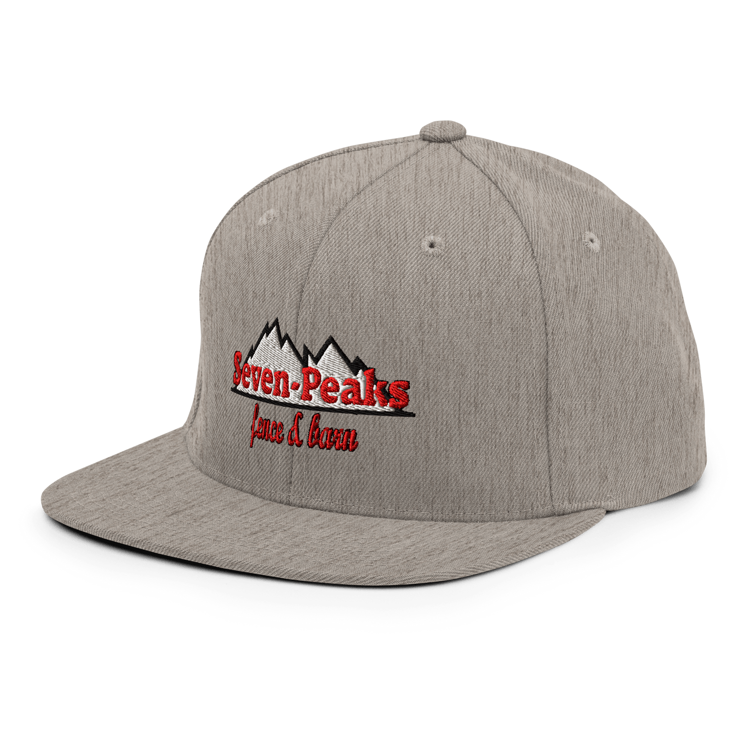 Gray snapback hat with Seven Peaks logo embroidery