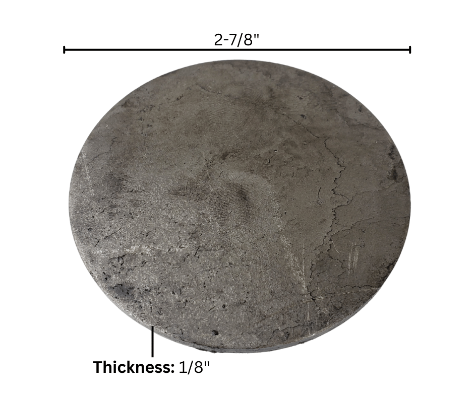 round metal disc 2-7/8 inch diameter 1/8 inch thickness