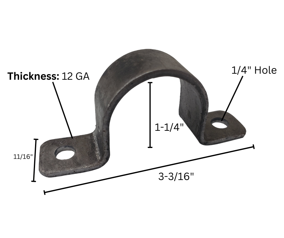 steel bracket dimensions with thickness 12 GA 1/4 inch hole