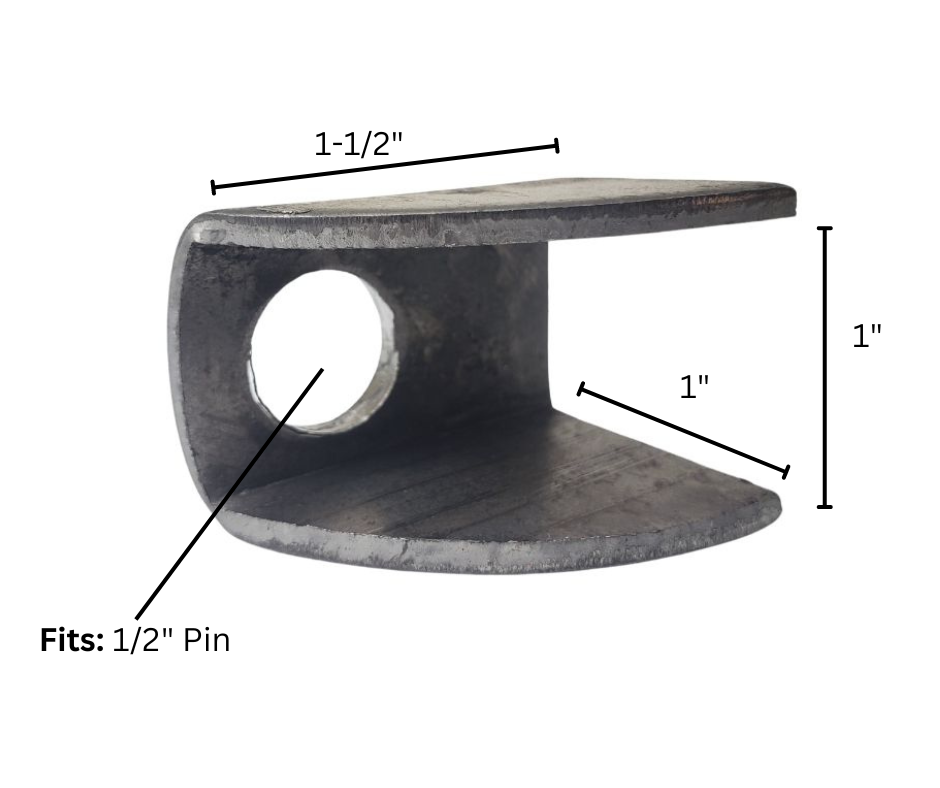 steel bracket dimensions 1.5x1 inch 0.5 inch pin fitting