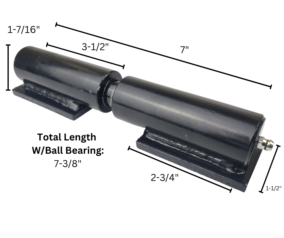 black cylindrical component with dimensions and ball bearing