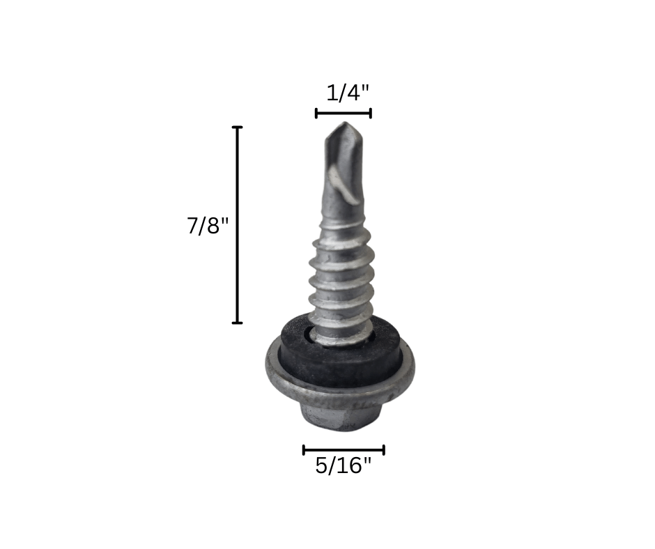 Self-tapping screw with rubber washer 7/8 inch length