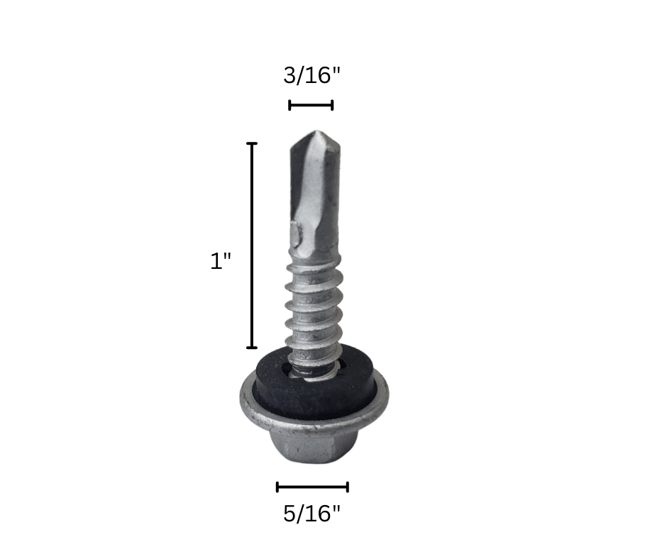 self-tapping screw dimensions 1 inch length 5/16 inch width 3/16 inch diameter