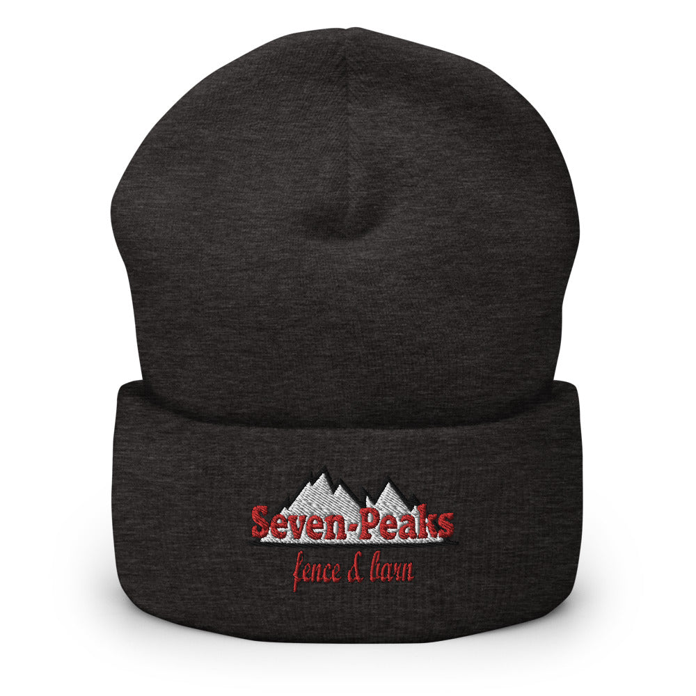 "black beanie seven peaks fence lawn logo"