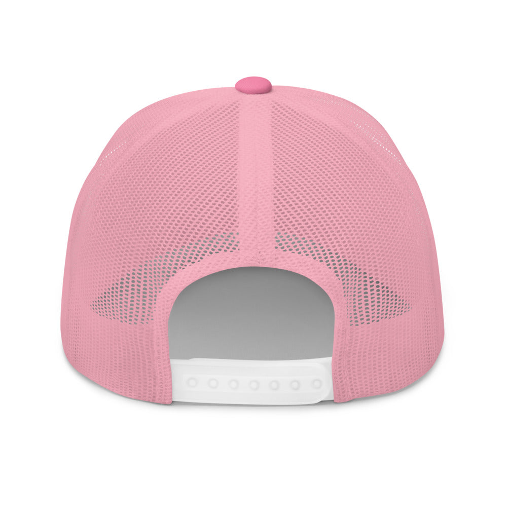 pink mesh trucker hat back view