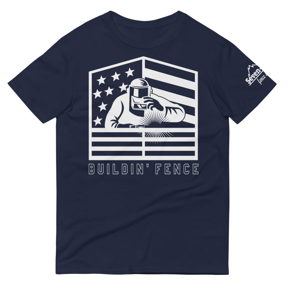 "patriotic welding t-shirt buildin' fence"