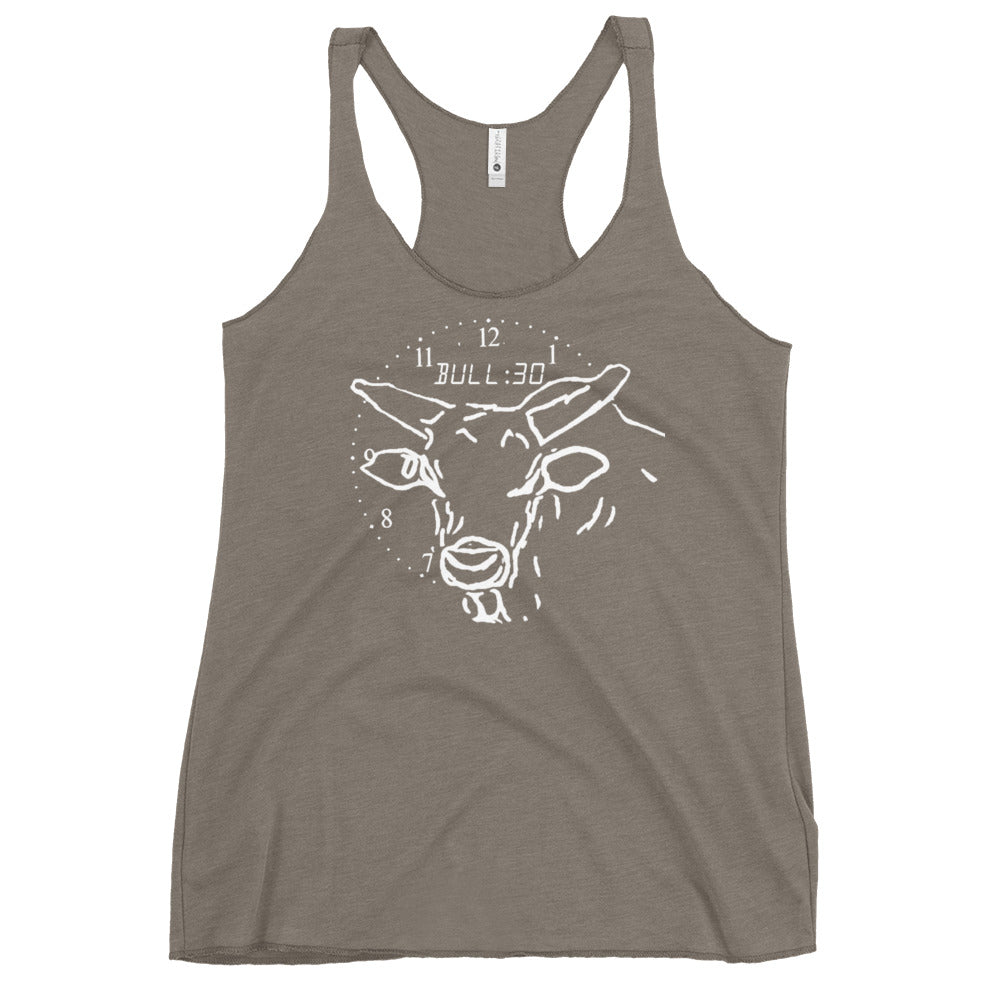 tank top with bull graphic and clock design