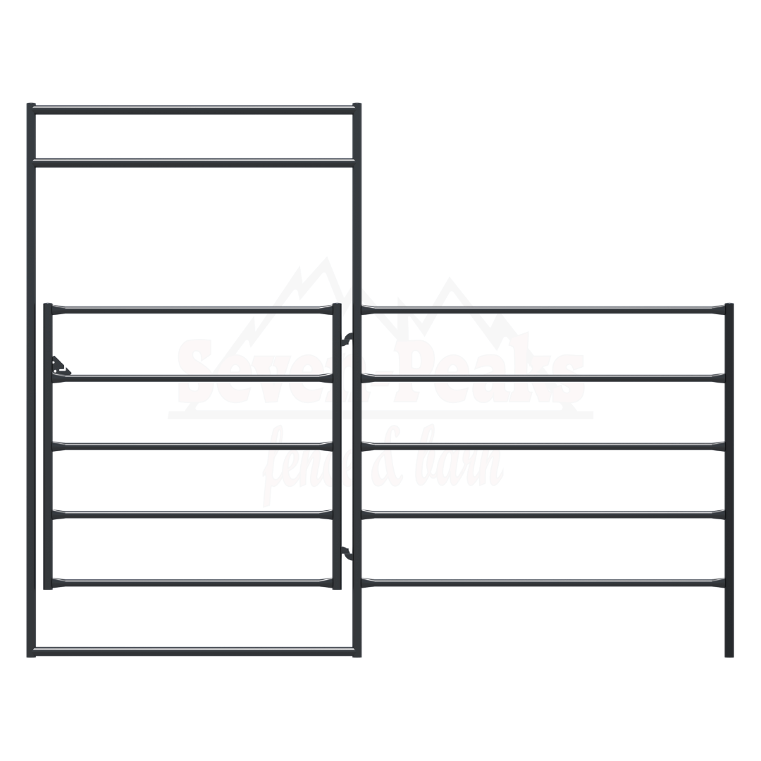 metal pipe fence panel with gate