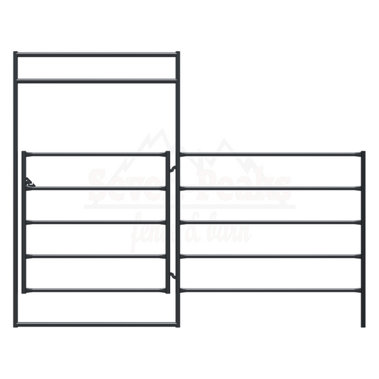 metal pipe fence panel with gate