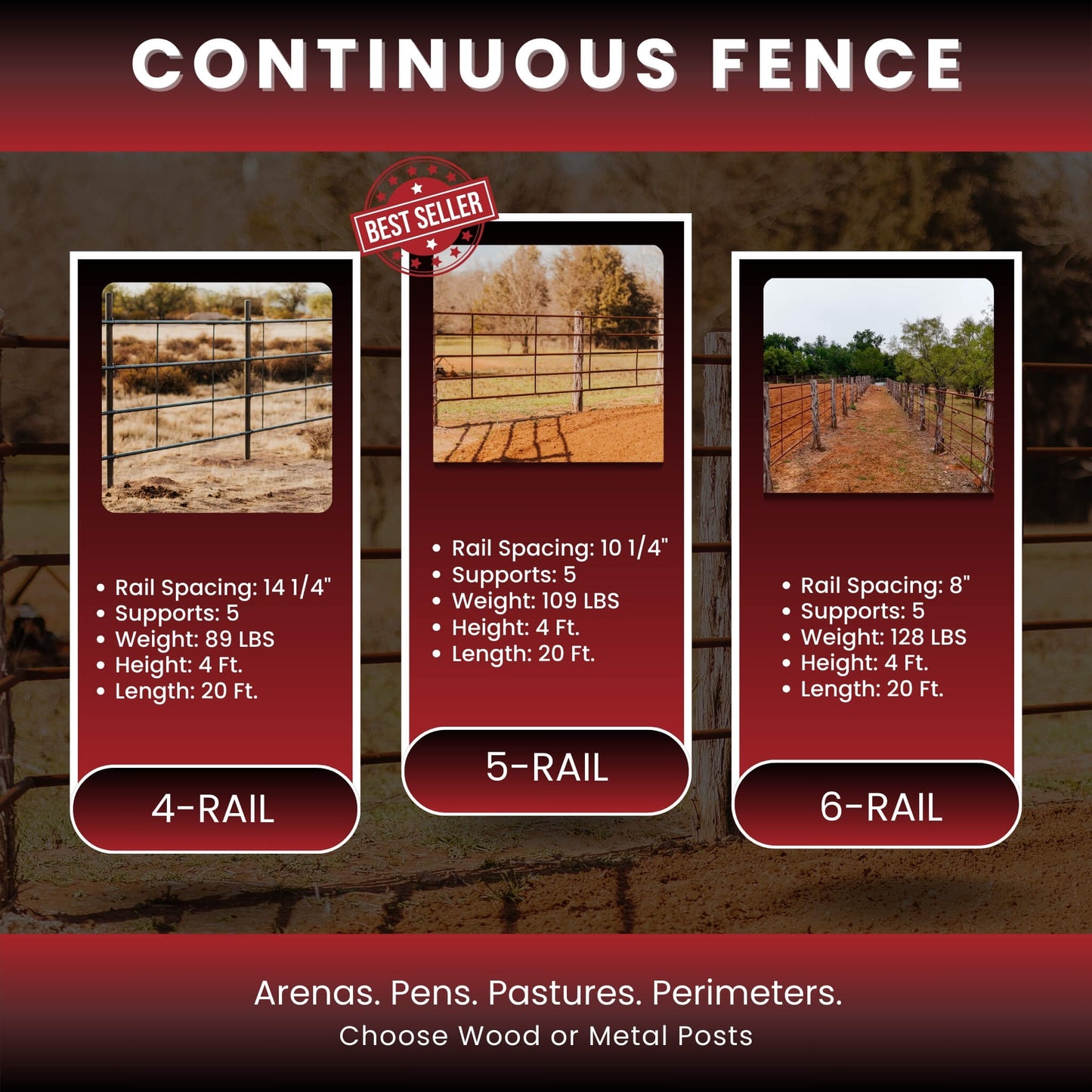 Roping Arena 120x200 - Continuous Fence