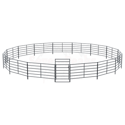 circular metal fence Seven Peaks logo