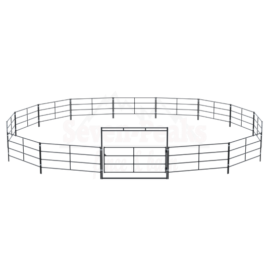 Seven Peaks fence logo with metal enclosure.