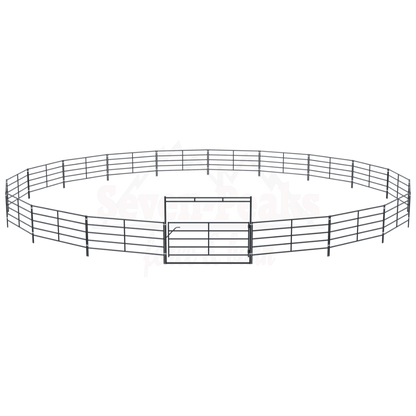 seven peaks fence logo with mountains and round pen