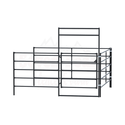 "seven peaks fence and barn logo with metal gate"