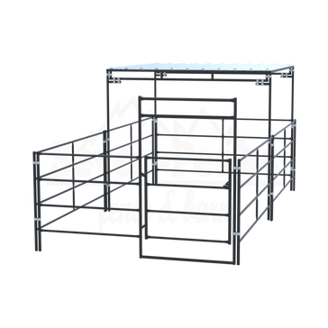steel livestock pen with cover seven peaks fence and barn logo