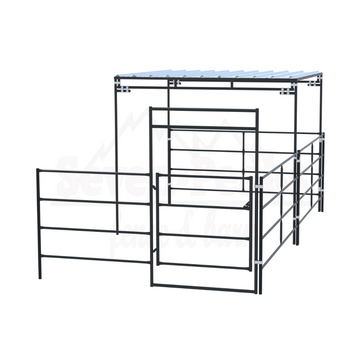 metal livestock pen with roof structure
