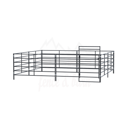 "seven peaks fence and barn logo with metal fencing"