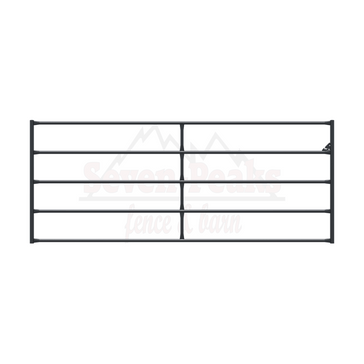 "metal farm gate with horizontal bars"