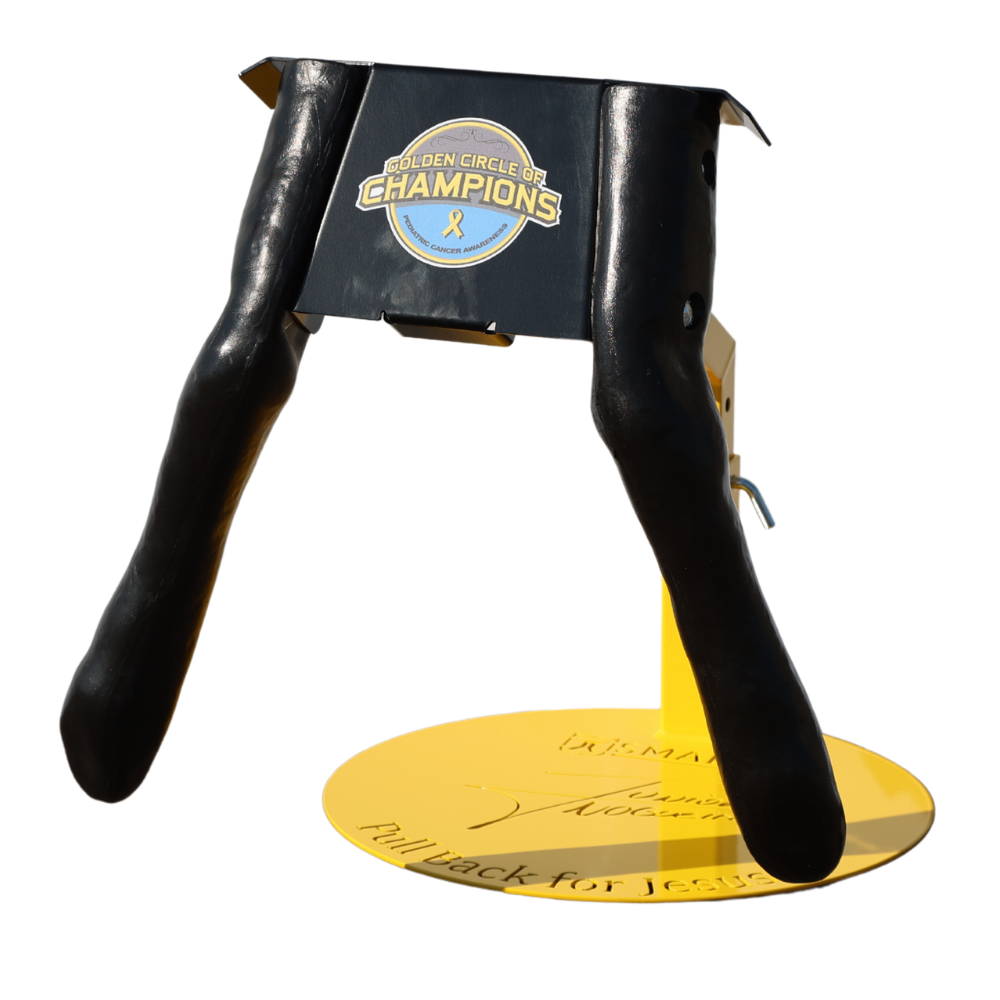 Golden Circle of Champions award plaque with black support structure