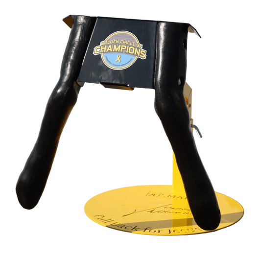 Golden Circle of Champions award plaque with black support structure