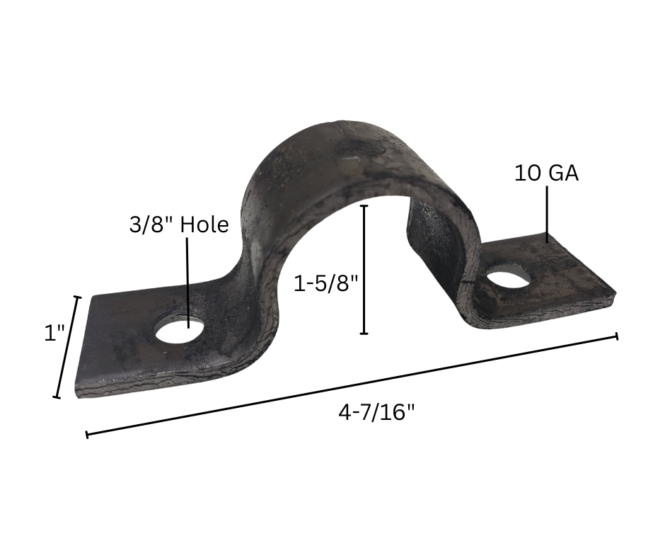 metal pipe strap dimensions 10 gauge 3/8 inch hole