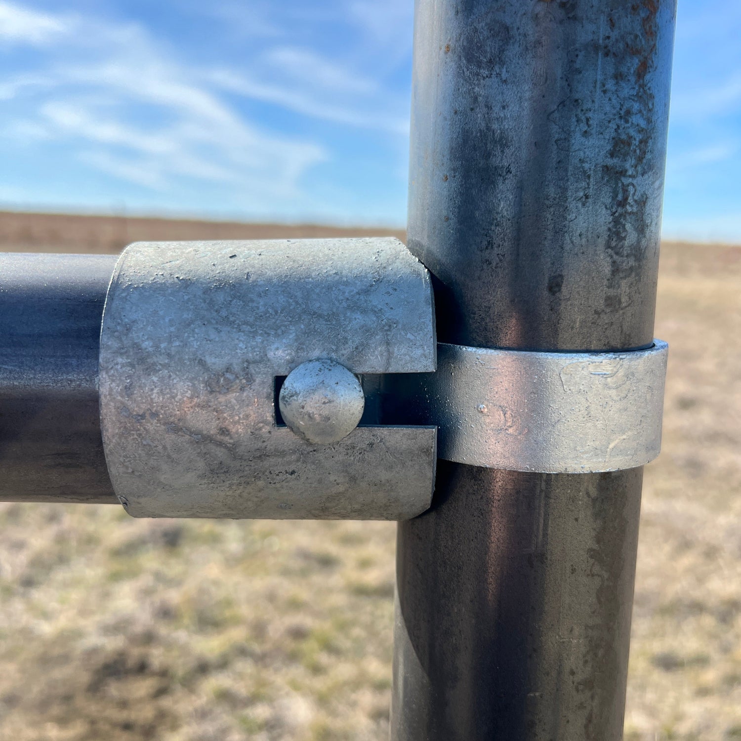 metal pipe clamp connection outdoors