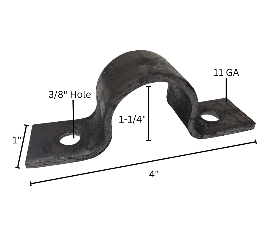 metal pipe strap bracket dimensions 3/8 inch hole 11 gauge