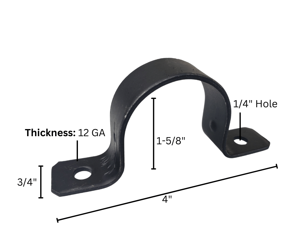 Metal bracket dimensions 12 gauge 4 inches length 1-5/8 inches height