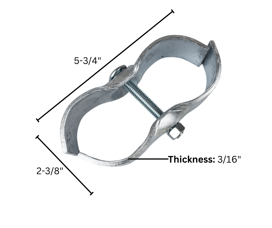 metal pipe clamp dimensions illustration