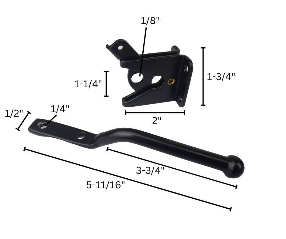 black metal latch dimensions diagram