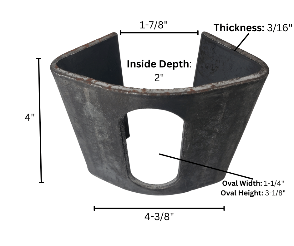 metal bracket dimensions thickness inside depth oval width height