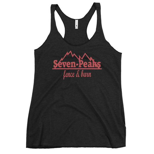 Seven Peaks Fence and Barn's Tank Top with the outline of their logo in red.