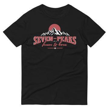 Black T-shirt with Seven Peaks graphic design