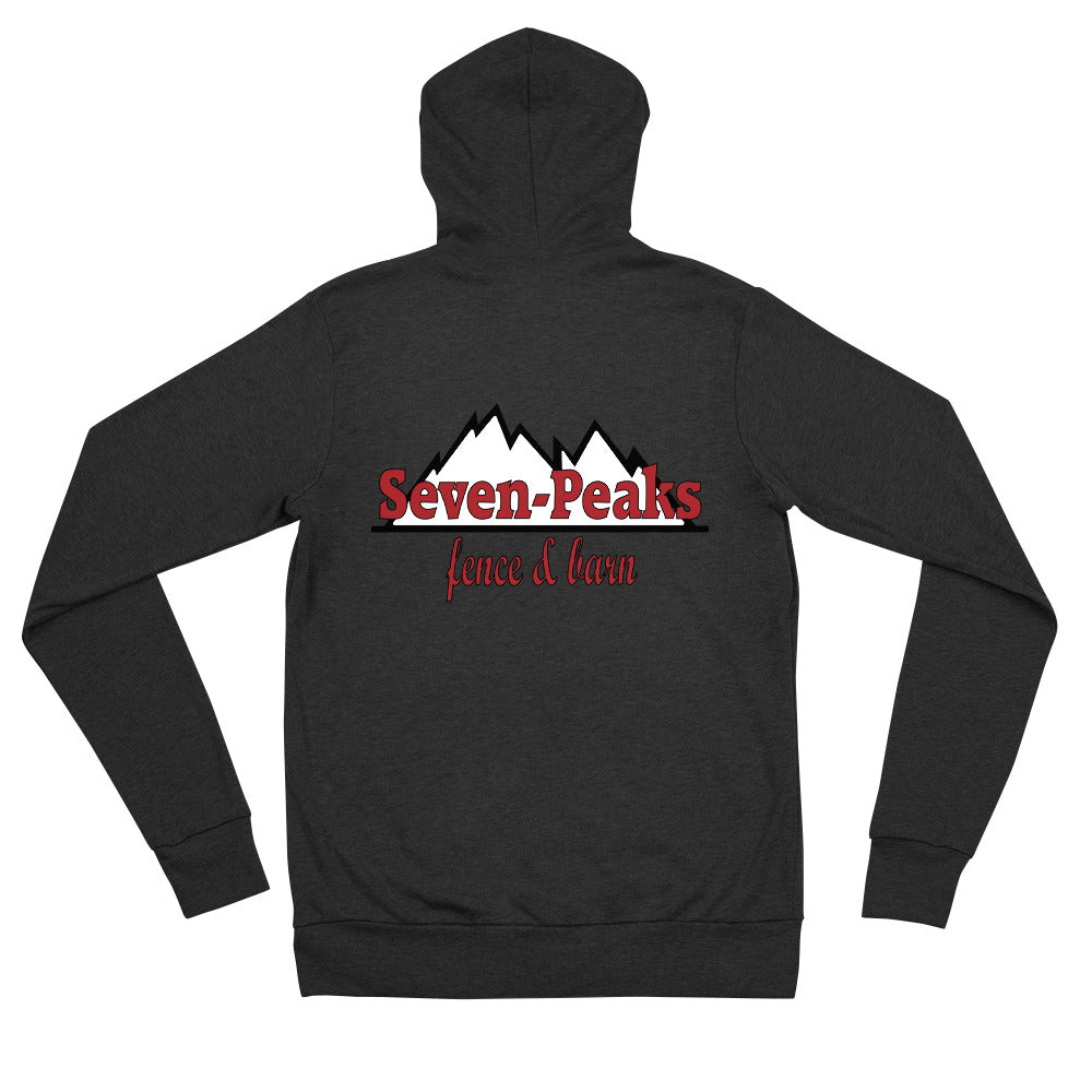 Seven-Peaks fence barn hoodie back design