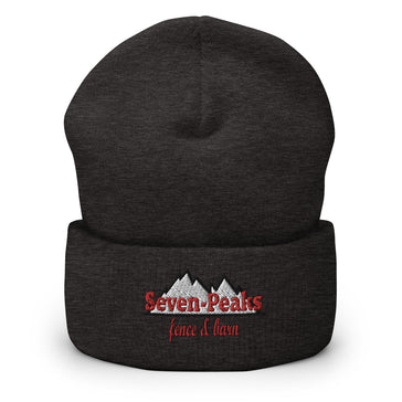 "black beanie seven peaks fence lawn logo"