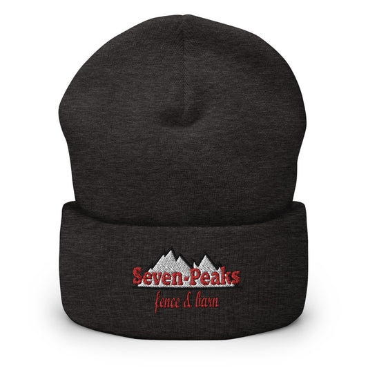 "black beanie seven peaks fence lawn logo"