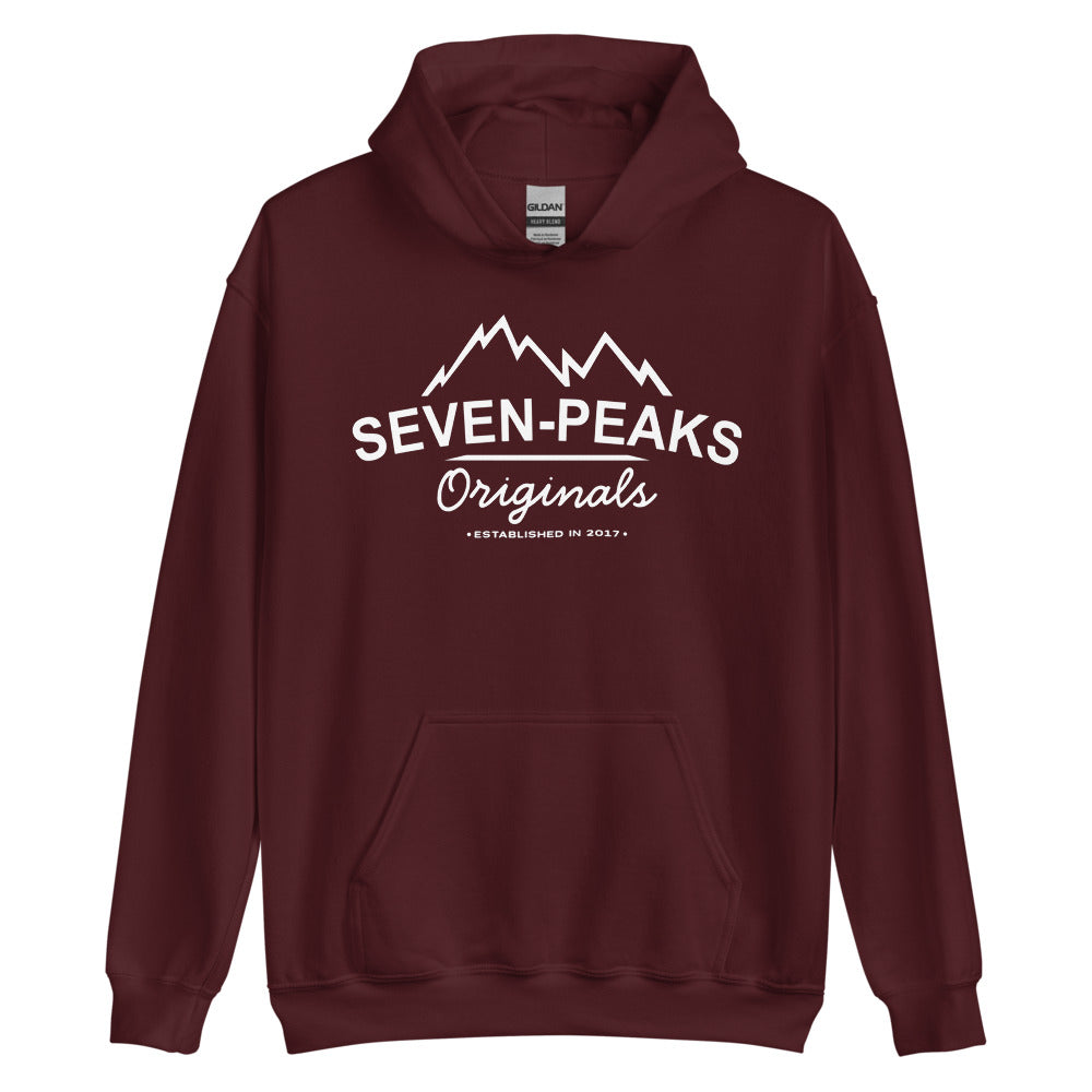 brown hoodie with seven-peaks originals logo