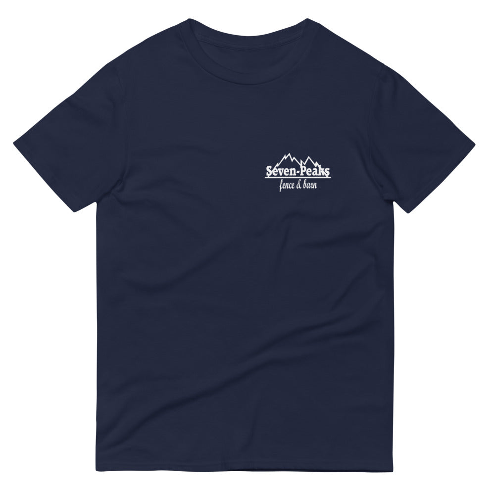 Navy blue t-shirt with Seven Peaks logo.