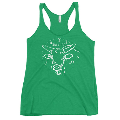 green tank top with bull clock design